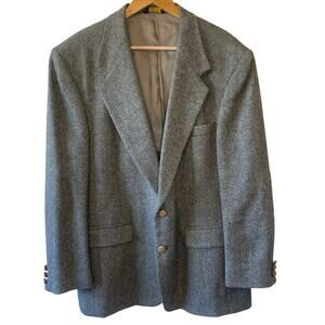 Farah Clothing Co Men's Brown Tweed Wool Elbow Patch Blazer Size 44R Academia